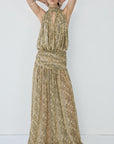 CRUZ MAXI DRESS IN SERPIENTE YELLOW CHIFFON - De La Vali