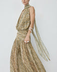 CRUZ MAXI DRESS IN SERPIENTE YELLOW CHIFFON - De La Vali