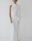 ODALUNA MAXI DRESS IN IVORY SATIN - De La Vali