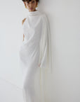 ODALUNA MAXI DRESS IN IVORY SATIN BACK CREPE