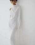 ODALUNA MAXI DRESS IN IVORY SATIN - De La Vali