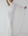 ODALUNA MAXI DRESS IN IVORY SATIN BACK CREPE