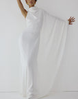 ODALUNA MAXI DRESS IN IVORY SATIN - De La Vali