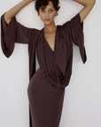 SELVA DRESS IN UMBER BROWN SPANDEX JEREY