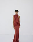 LURNA MAXI DRESS IN BURNT RED SPANDEX JEREY