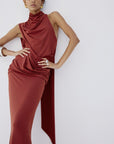 LURNA MAXI DRESS IN BURNT RED - De La Vali