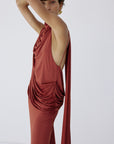 LURNA MAXI DRESS IN BURNT RED SPANDEX JEREY