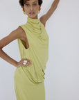 LURNA MAXI DRESS IN PEAR SPANDEX JEREY