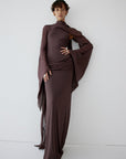 SABELA MAXI DRESS IN UMBER BROWN - De La Vali