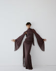 SABELA MAXI DRESS IN UMBER BROWN VISCOSE GEORGETTE