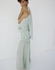 AZUL DRAPED NECKLINE DRESS IN ICE GREEN CHIFFON - De La Vali