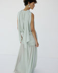 AZUL DRAPED NECKLINE DRESS IN ICE GREEN CHIFFON - De La Vali