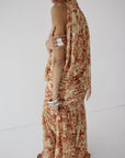 AZUL DRAPED NECKLINE DRESS IN CACHEMIRA - YELLOW CHIFFON