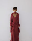 FLORENCIA MAXI DRESS IN BURNT RED VISCOSE GEORGETTE