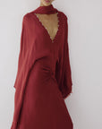 FLORENCIA MAXI DRESS IN BURNT RED GEORGETTE - De La Vali