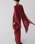 FLORENCIA MAXI DRESS IN BURNT RED GEORGETTE - De La Vali