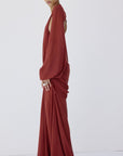 FIORELA MAXI DRESS IN BURNT RED CHIFFON - De La Vali