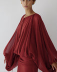 EULALIA MAXI DRESS IN BURNT RED CHIFFON - De La Vali