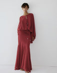 EULALIA MAXI DRESS IN BURNT RED CHIFFON - De La Vali