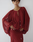 EULALIA MAXI DRESS IN BURNT RED CHIFFON