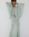 EULALIA MAXI DRESS IN ICE GREEN CHIFFON - De La Vali