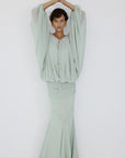 EULALIA MAXI DRESS IN ICE GREEN CHIFFON - De La Vali