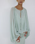 EULALIA MAXI DRESS IN ICE GREEN CHIFFON