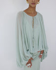 EULALIA MAXI DRESS IN ICE GREEN CHIFFON - De La Vali