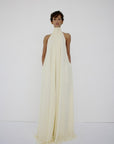 ADELA MAXI DRESS IN BRIGHT CREAM CHIFFON - De La Vali