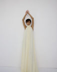 ADELA MAXI DRESS IN BRIGHT CREAM CHIFFON - De La Vali