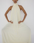 ADELA MAXI DRESS IN BRIGHT CREAM CHIFFON - De La Vali