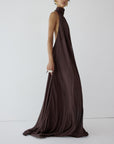 ADELA MAXI DRESS IN UMBER BROWN CHIFFON