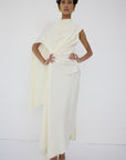 LUNESSA MIDI DRESS IN BRIGHT CREAM SATIN - De La Vali