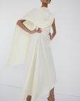 LUNESSA MIDI DRESS IN BRIGHT CREAM SATIN - De La Vali
