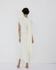 LUNESSA MIDI DRESS IN BRIGHT CREAM SATIN BACK CREPE