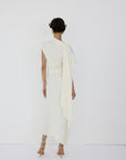 LUNESSA MIDI DRESS IN BRIGHT CREAM SATIN - De La Vali
