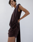 ALMA MINI DRESS IN UMBER BROWN - De La Vali