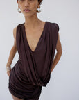ALMA MINI DRESS IN UMBER BROWN - De La Vali