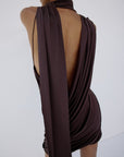 BASHANA MINI DRESS IN UMBER BROWN - De La Vali