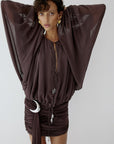 MISTY TOP IN UMBER BROWN CHIFFON - De La Vali