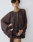 MISTY TOP IN UMBER BROWN CHIFFON