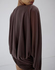 MISTY TOP IN UMBER BROWN CHIFFON - De La Vali