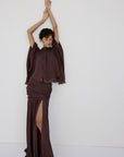 AMAYA SKIRT IN UMBER BROWN GEORGETTE - De La Vali