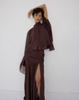 MIA TOP IN UMBER BROWN GEORGETTE - De La Vali