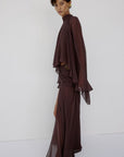 MIA TOP IN UMBER BROWN GEORGETTE - De La Vali
