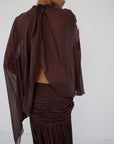 MIA TOP IN UMBER BROWN GEORGETTE - De La Vali