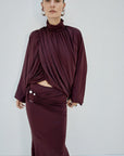 FLORO TOP IN PLUM SPANDEX - De La Vali
