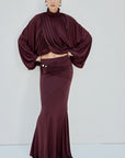 FLORO TOP IN PLUM SPANDEX - De La Vali
