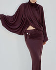 FLORO TOP IN PLUM SPANDEX - De La Vali