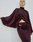 FLORO TOP IN PLUM SPANDEX - De La Vali